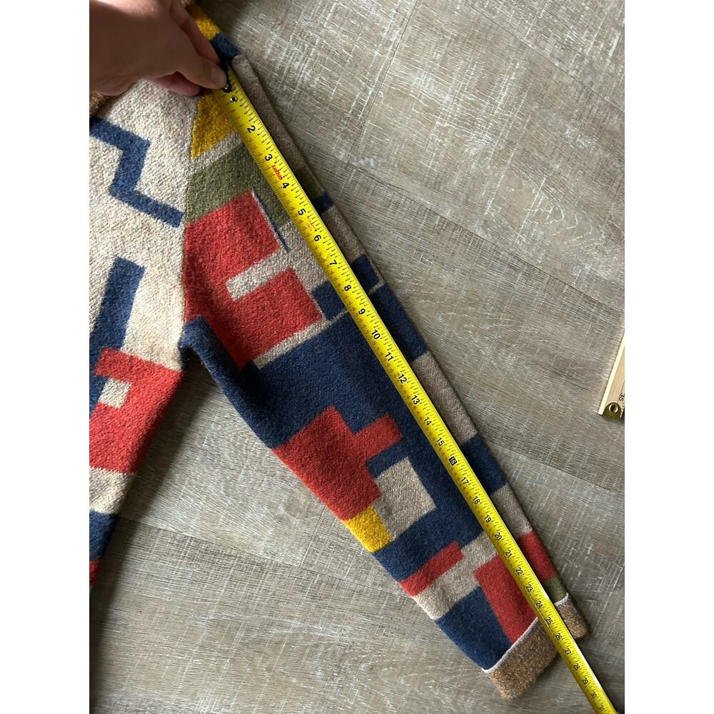 Toad&Co Heartfelt Hoodie Women XL 100% Wool Geometric Long Cardigan Coat - Picture 9 of 14